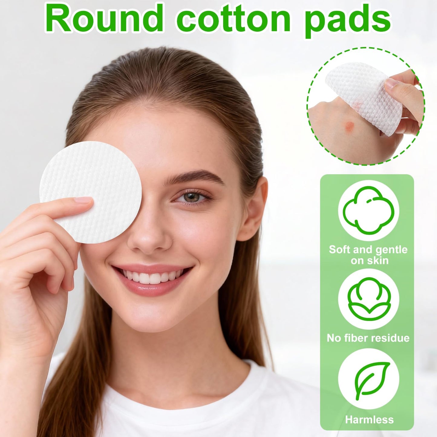 150 Pcs Extra Large Cotton Rounds for face, 3.14" Round Lint-Free Soft Cotton Pads for Makeup Removal, Nail Polish, Cleansing Face and Toner Application Use Wet or Dry