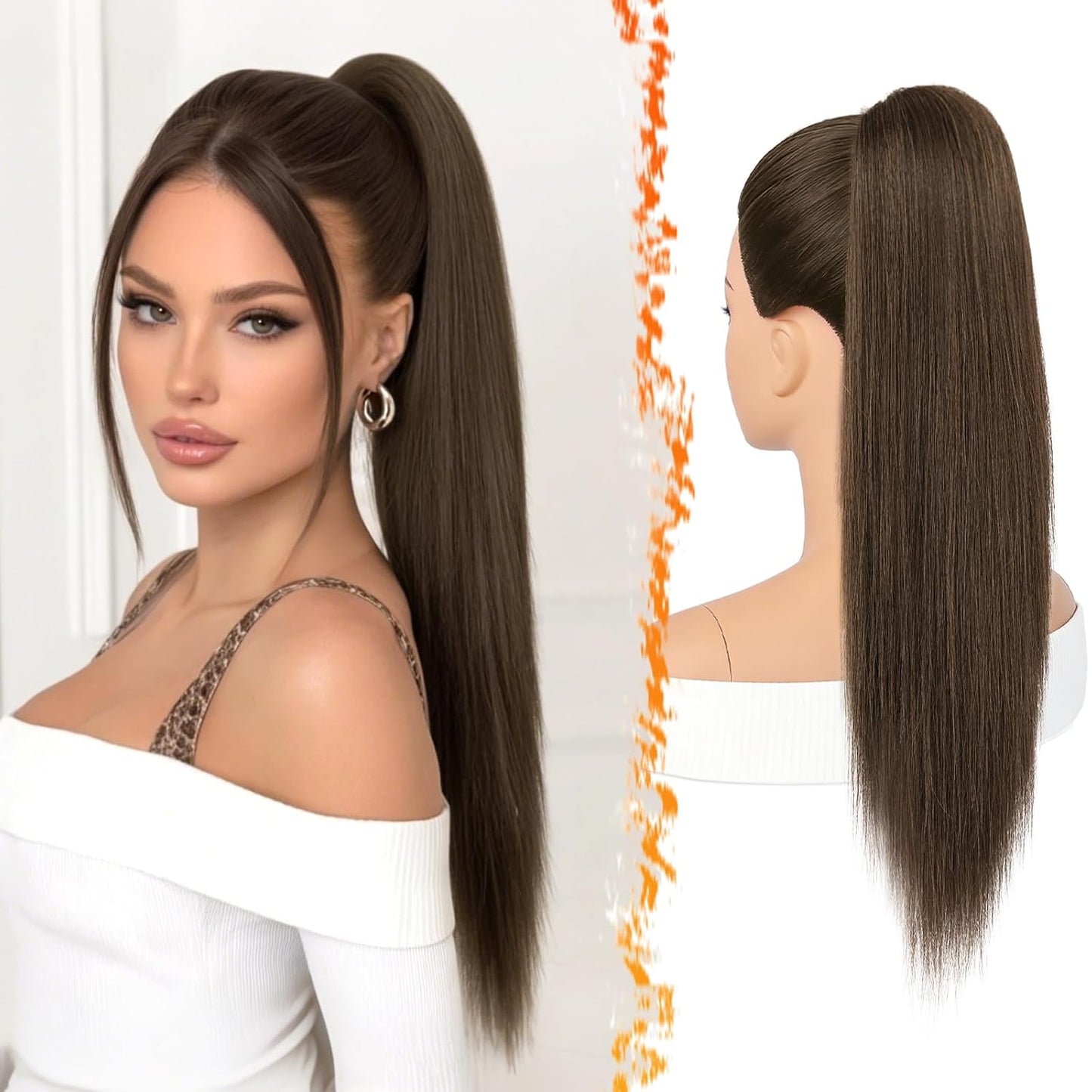 Straight Blonde Ponytail Extension - 16 Inch Soft Synthetic Drawstring Hairpiece for Daily Wear & Cheer Competitions