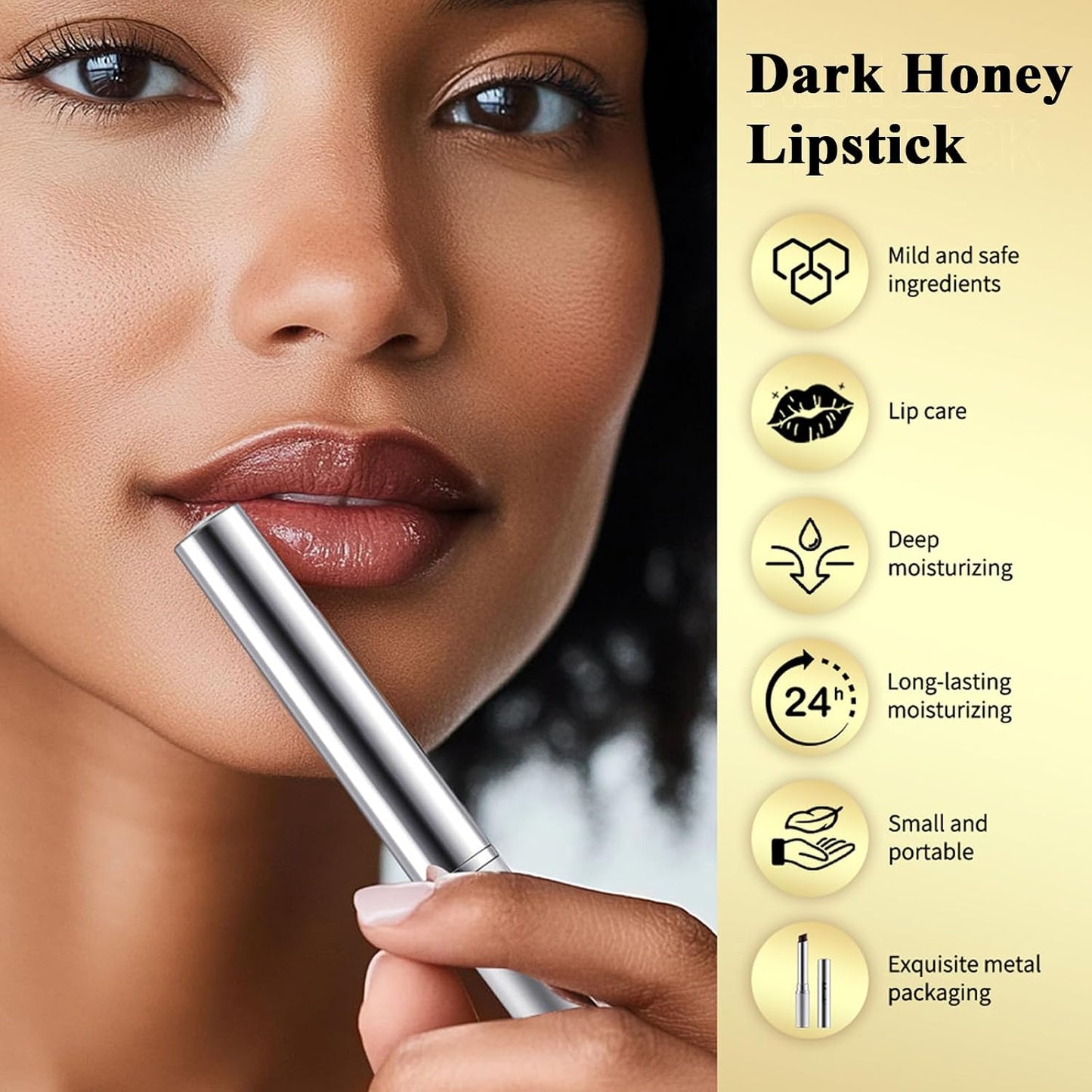 Honey Lipstick - Tinted Hydrating Lip Balm with Sheer Formula | Natural Glossy Finish (1 PC Black)