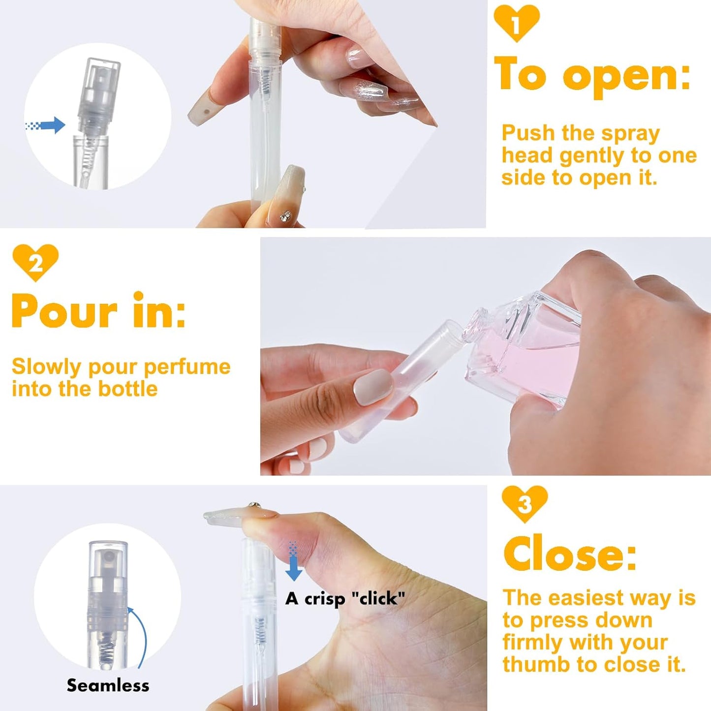 Mini Perfume Sample Bottles - 10 Pack 5ml Portable Refillable Spray Bottles | Fine Mist Atomizer, Clear