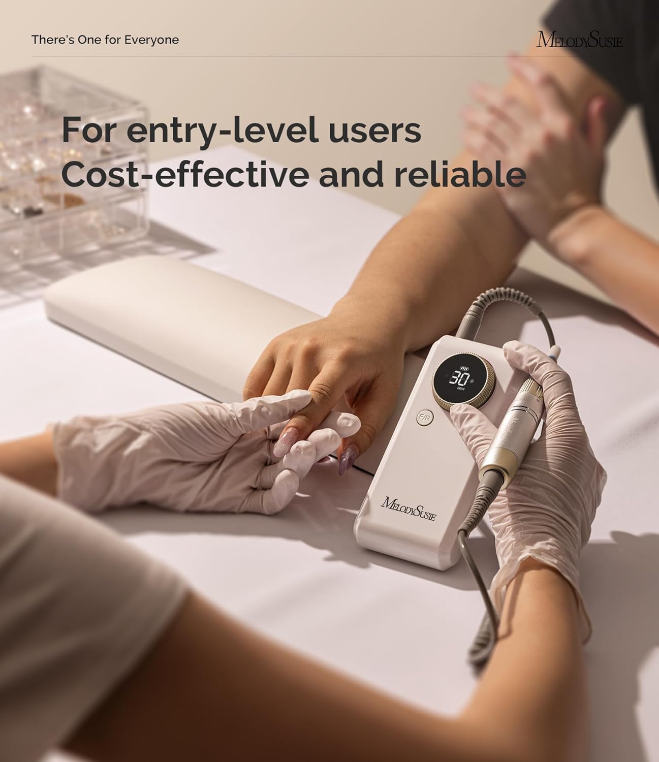 MelodySusie Nail Drill - Cordless 2-in-1 E-File 30000RPM for Manicure & Gel Removal | Adjustable Stand