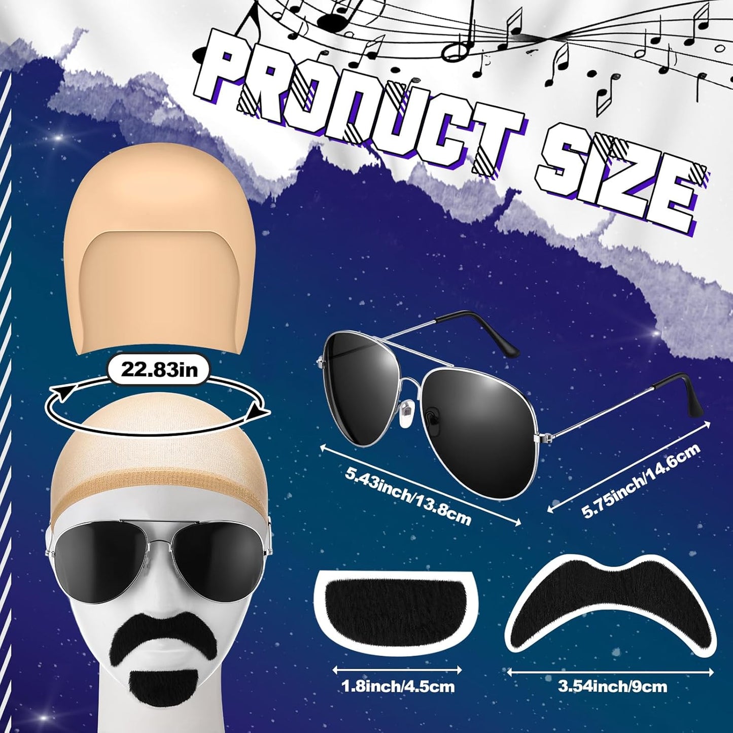 Bald Caps for Halloween | Mepase Costume Accessories with Glasses & Mustache for Men & Women