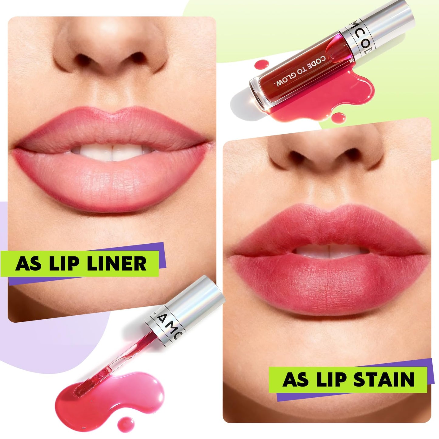Glam Code Wipe-Off Lip Tint, Long-wearing Matte Lip Stain Non-stick to Cup Infused with Shea Butter & Vitamin E Care For Your Lips Highly Pigmented Vibrant Kiss-Proof Lip Stain - 03# Cherry Pink