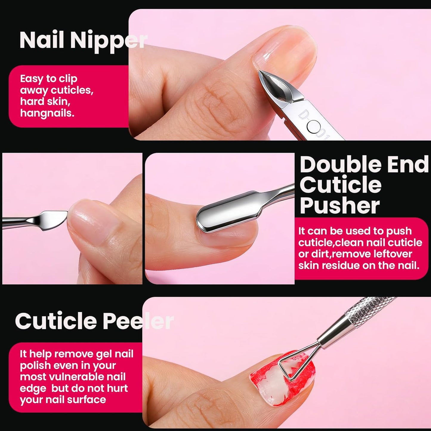 Nail Remover Kit - Complete Soak Off Tools Set with Clips, Wipes, Cuticle Nippers & Buffers | Gel Polish Remover