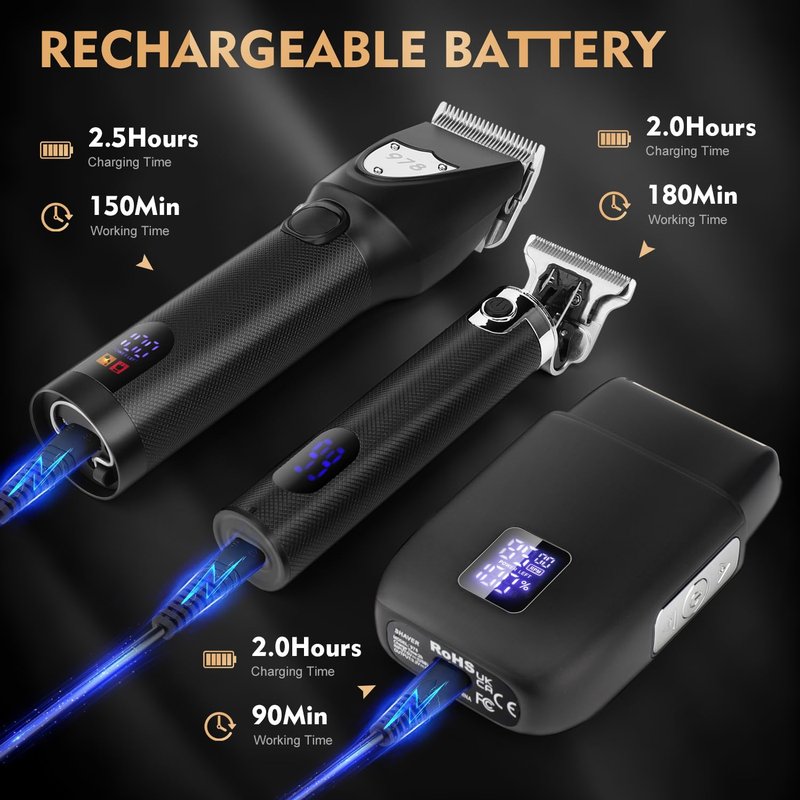 Suttik Professional Hair Clipper Set for Men, Barber Kit Clipper and Trimmer Set, Electric Foil Shavers for Men with Travel Case