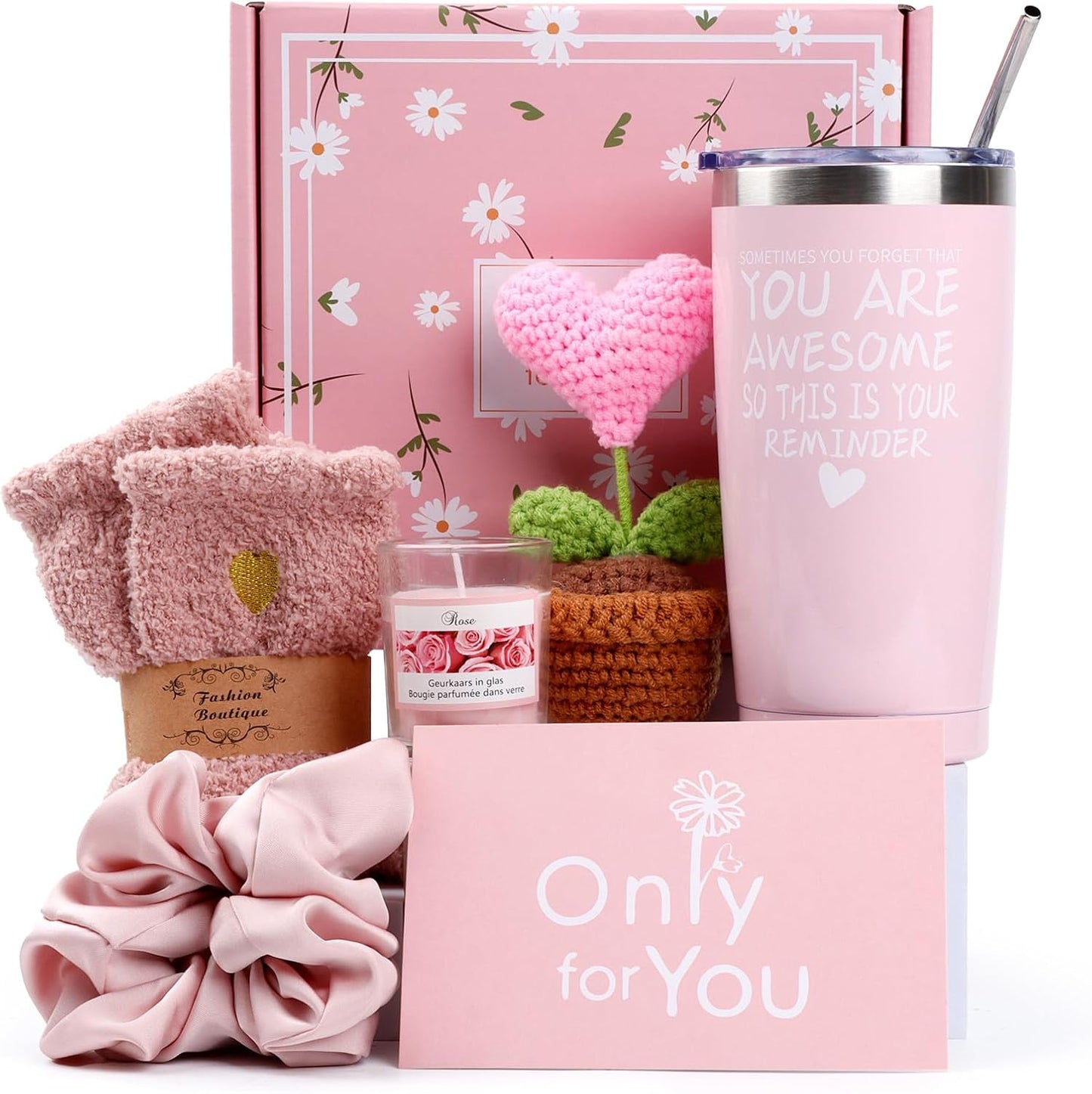 Gift Baskets for Women - Inspirational Gift Set Box for Birthdays, Mother's Day & More | Pink