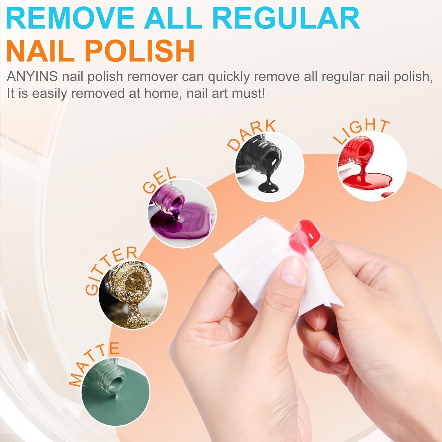 Nail Polish Remover Pads - 100PCS Non-Toxic Wipes with Nourishing Oil | Individually Wrapped for Salon & Travel Use