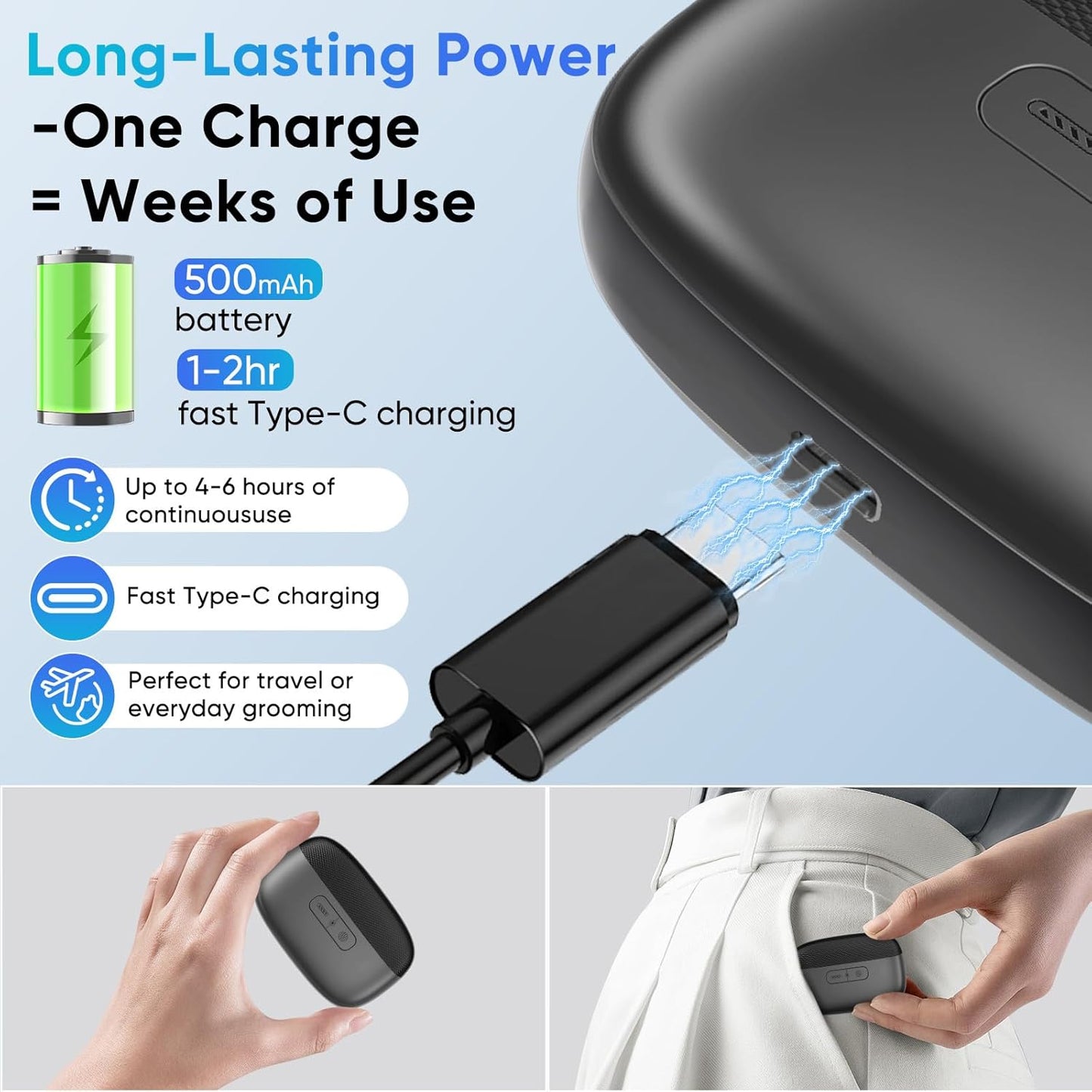 Electric Nail Clipper - Rechargeable One-Touch Trimmer with LED Light & Storage | Quiet Fingernail & Toenail Cutter for Adults - Black