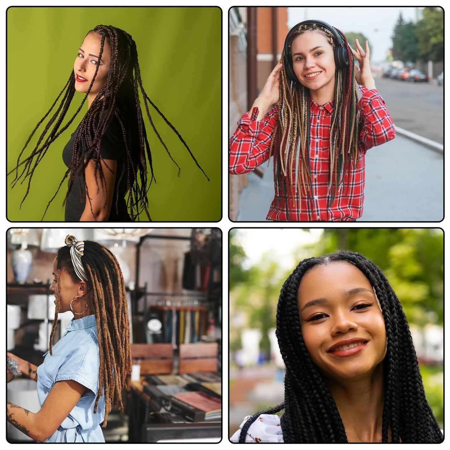 Interlocking Tool for Locs - 8Pcs Bent-Hook Dreadlock Needles | Hair Locking Tools in 4 Colors