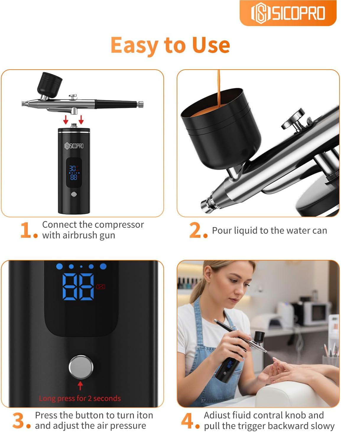 Cordless Airbrush Kit - Versatile Airbrush for Nails, Models, Cakes & More | Includes Air Compressor