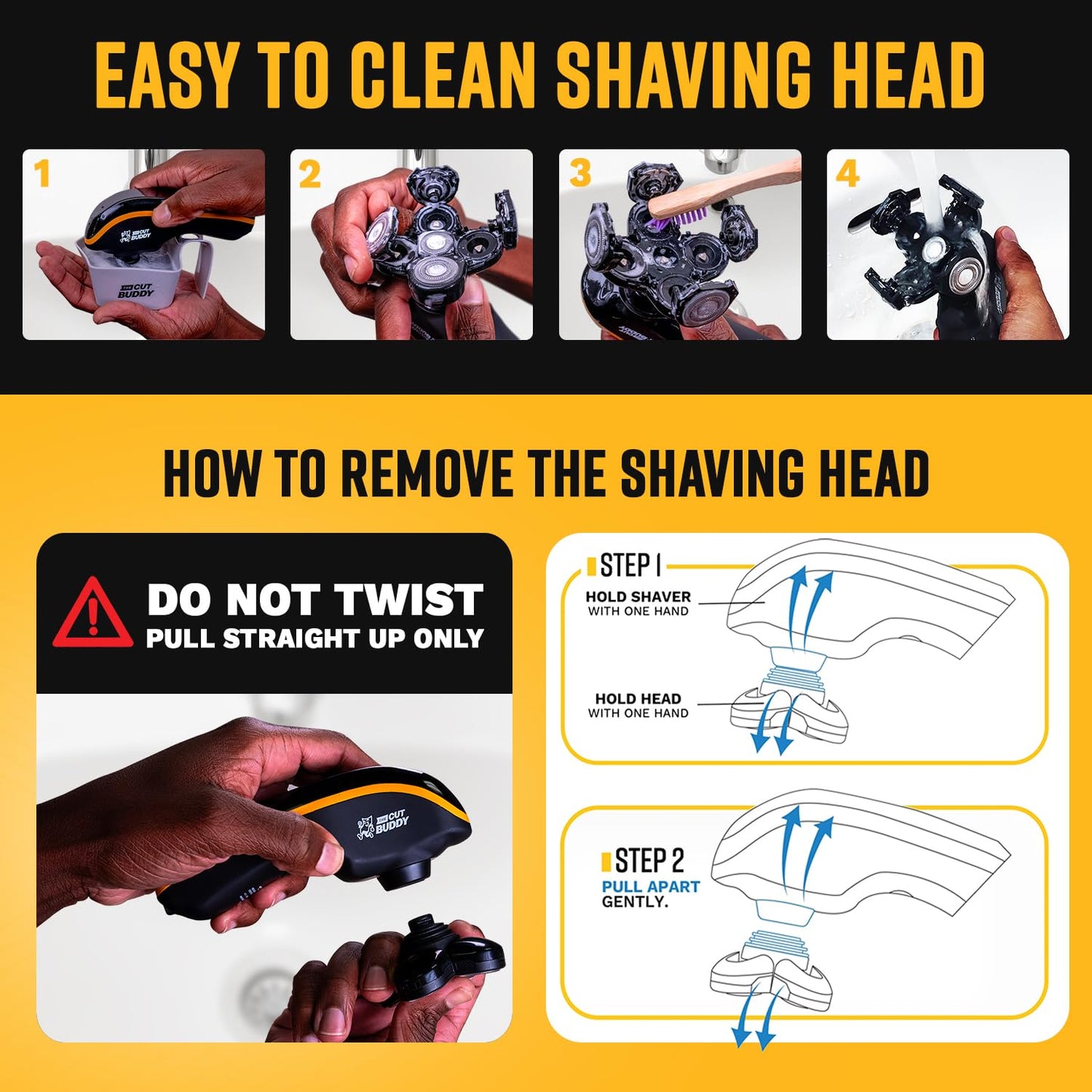 Deluxe Replacement Rotary Shaver Head, Universal Fit for Most Rotary Shavers, Designed for Textured Hair, Easy to Clean, The Cut Buddy