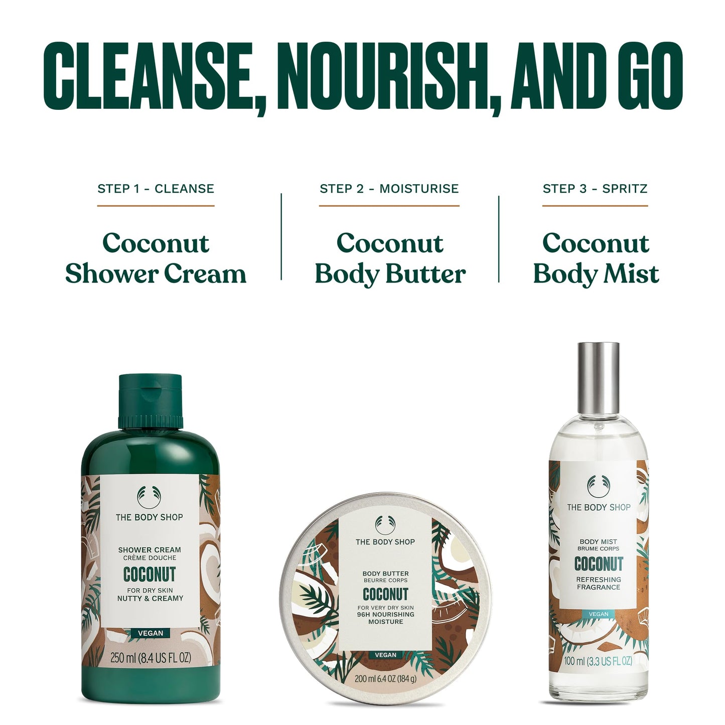 The Body Shop Coconut Body Mist – Refreshes and Cools with a Tropical Scent – Vegan – 3.3 oz