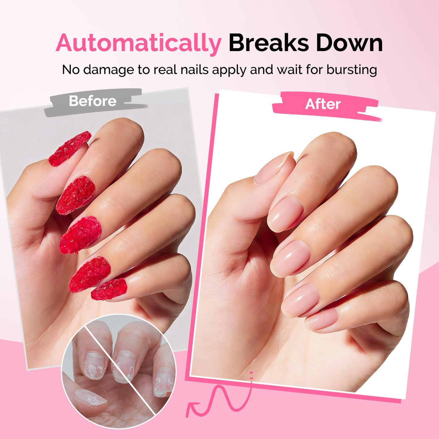 MelodySusie Gel Nail Polish Remover with Manicure Remover Kit, No Need Soaking or Wrapping, Easy and Quickly Removal in 5 Minutes for At-Home Manicure 15ml