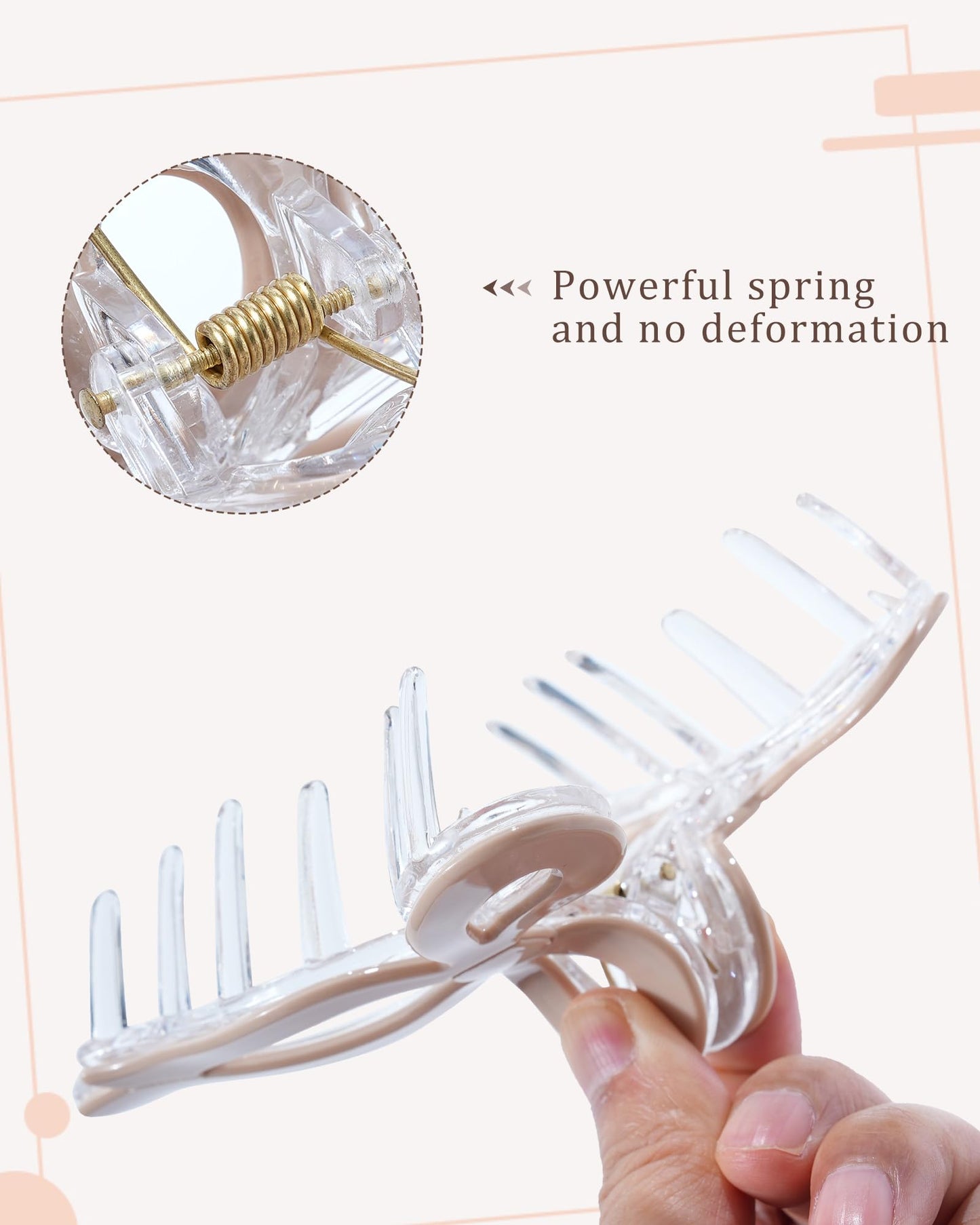 Molans 5Inch Large Hair Claw Clips 4 PCS for Women - Acrylic Hair Accessories for Thick Hair and Long Hair, Big Strong Durable Hair Applique, Oversized Non-slip Rectangle Butterfly Jaw Hair Clips