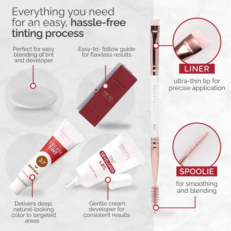 Renata Beauty Tint Kit - Cream Hair Dye for Spot Coloring | Covers Gray, Smudge-Proof, 20 Applications [Brown]