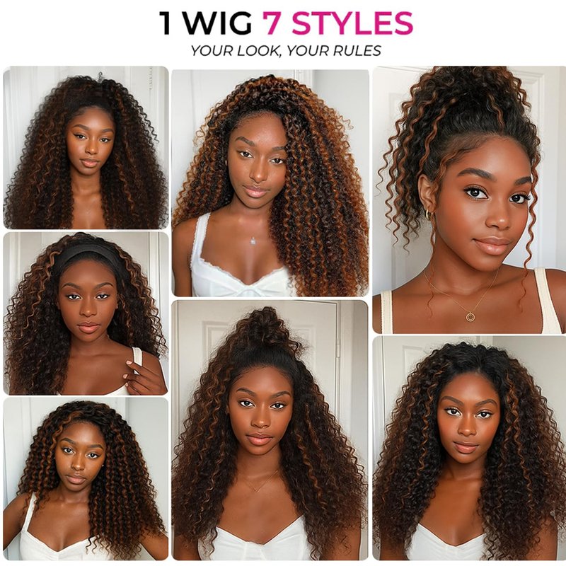Ombre Half Wig Human Hair - Deep Wave 200% Density | 12-Inch Highlight Curly Flip Over for Black Women