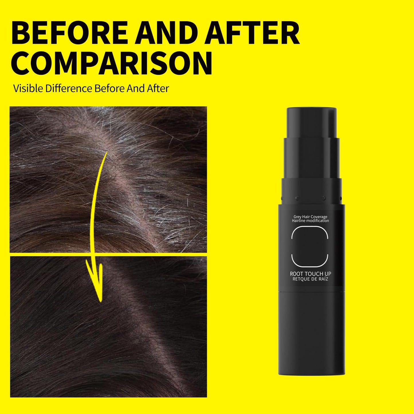 Gowwim Root Concealer Stick Instant Gray Hair Coverage & Volumizing with Brush | Covers Scalp, White Hair & Thinning Spots | Safe for All Hair Types (Brown)