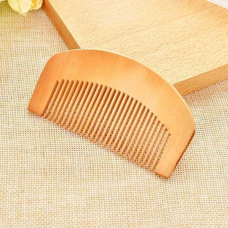 2 Pcs Natural Peach Wood Comb Close Teeth Anti-static Beard Hair Wooden Beauty Massage Detangling Tools Care Accessories, Hair Combs, Styling Tools and Appliances