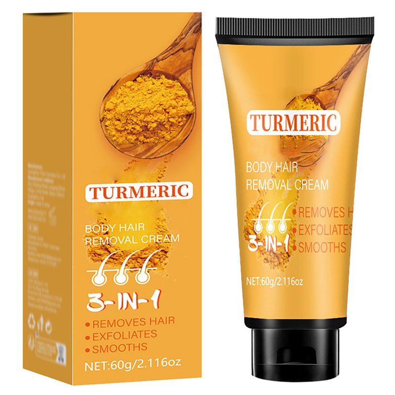 Turmeric Hair Removal Cream, Facial Depilatory Cream for Women, Womens Facial Hair Remover for Sensitive Skin for Upper Lip, Chin, Intimate Area, Arms, Legs, Gentle and Non-irritating
