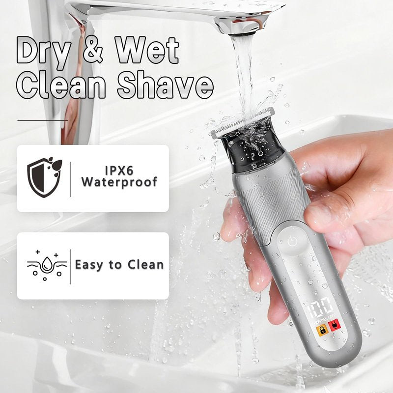 SUNNOW Electric 5-in-1 Body Hair Trimmer - Groin Trimmer for Men -Beard Trimmer for Men - Wet/Dry Shaver Groomer, Waterproof with LED Light, Gifts for Husband Father