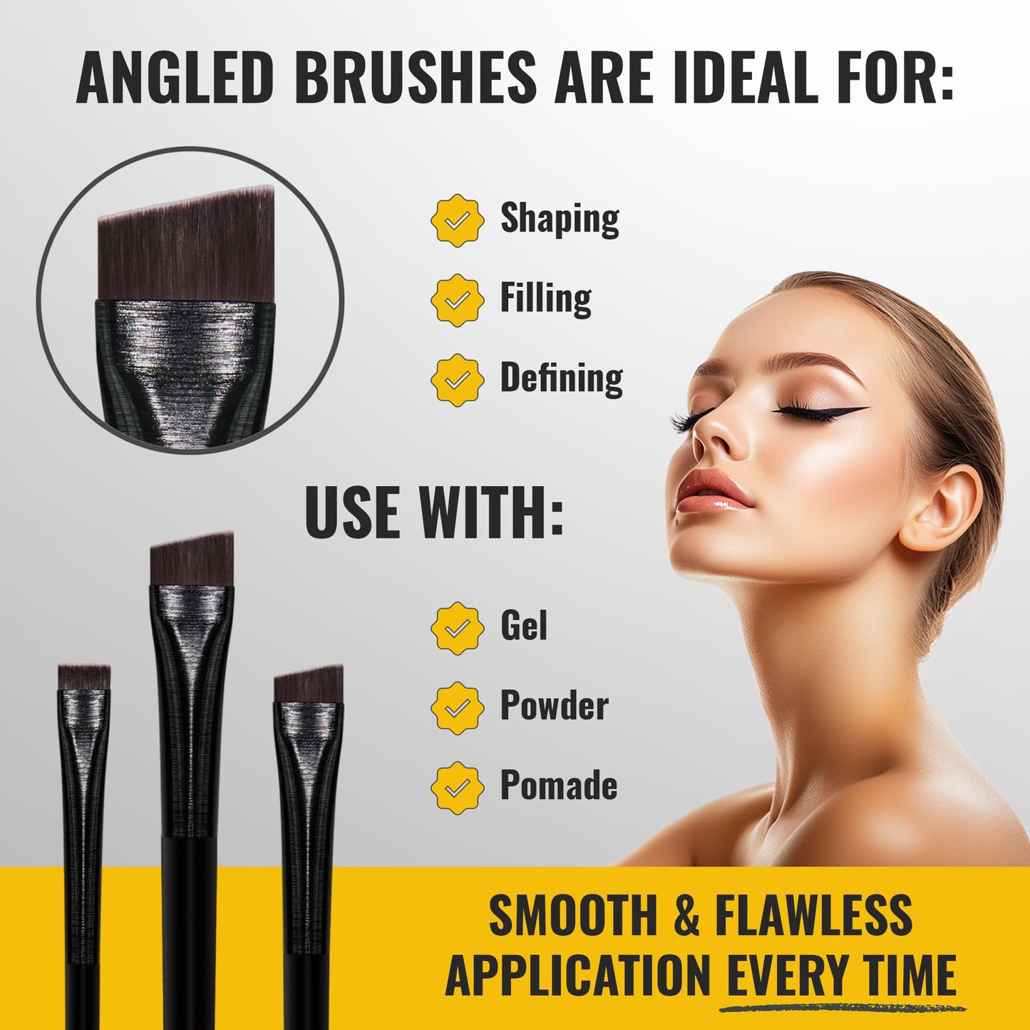 LIUDEX Eyeliner & Eyebrow Brush Set | Fine Angled, Slanted, Ultra-Thin Flat Makeup Brushes for Precision Gel & Brow Tinting with Soft Synthetic Hairs