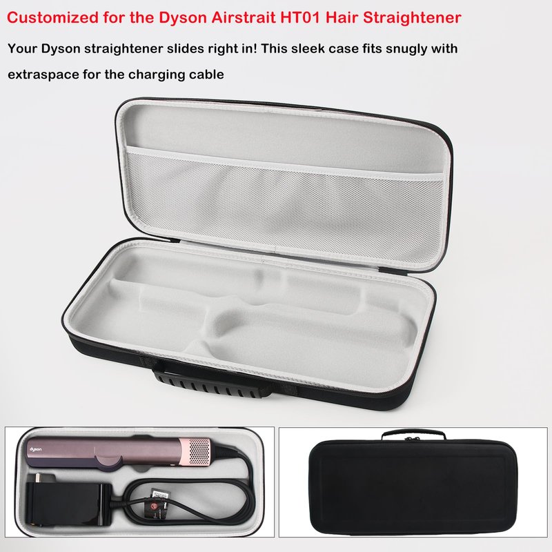 LIUIIVIRI Hard Travel Case Compatible with Dyson airstraight HT01 Hair Straightener & Power Supply, Waterproof and Shockproof Storage carrying case (Black)