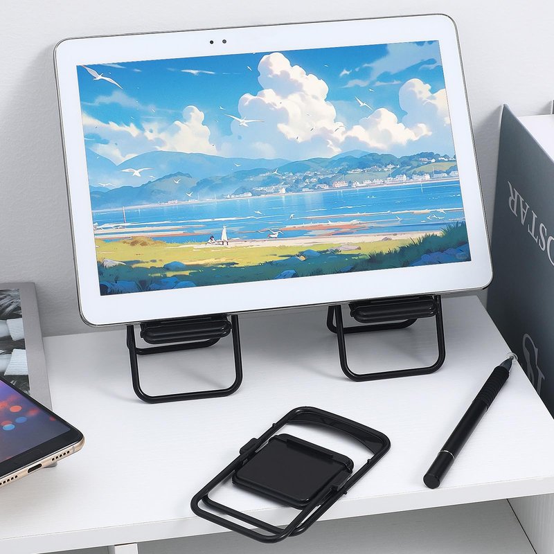 Nolitoy 12Pcs Mini Folding Chair Mobile Holder Foldable Miniature Furniture Model Smartphone Desk Stand for Dollhouse Decor and Photo Props 3.94X2.56X2.17 Inches