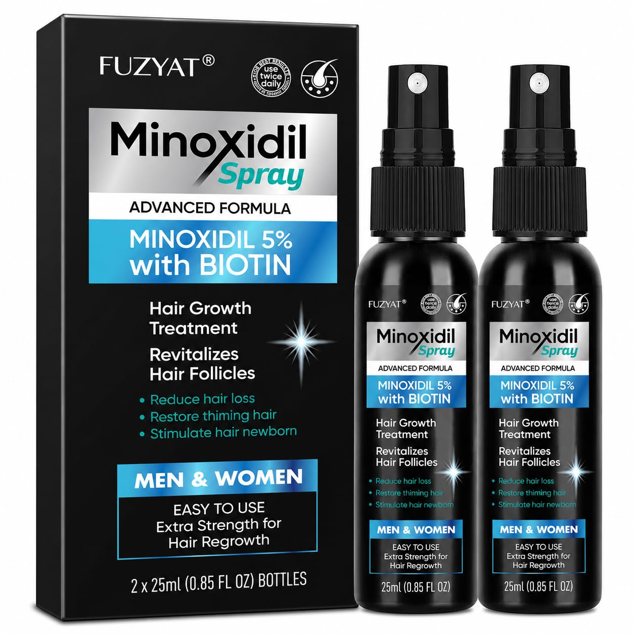 Minoxidil Hair Loss Treatment Spray for Men & Women - Biotin-Infused, Easy Daily Application | 50ml