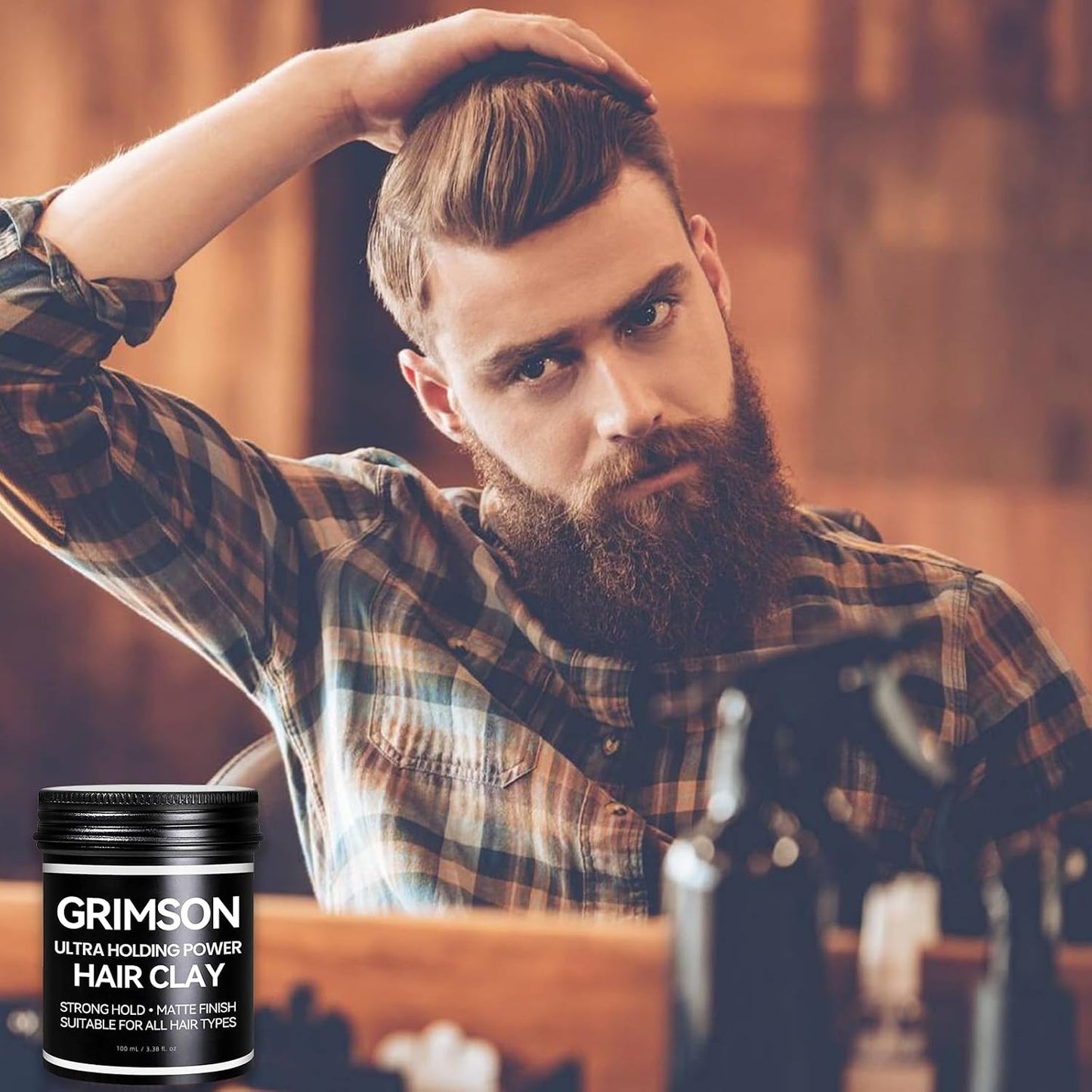 GRIMSON Hair Clay for Men - Strong Hold Matte Finish, Ideal for All Hair Types | 100g / 3.5oz
