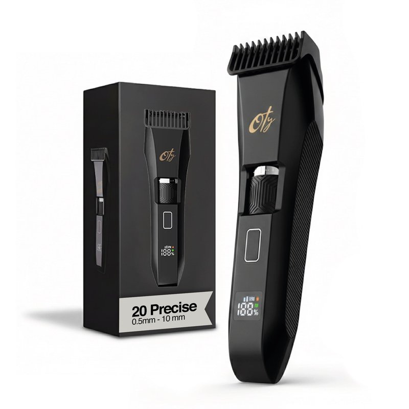 Oty Beard Trimmer for Men Adjustable - Waterproof Cordless Hair Clippers with 20-Length Dial, Stainless Steel Blades, LED Display & Travel Lock - Rechargeable Grooming Kit – Ideal Gift for Men