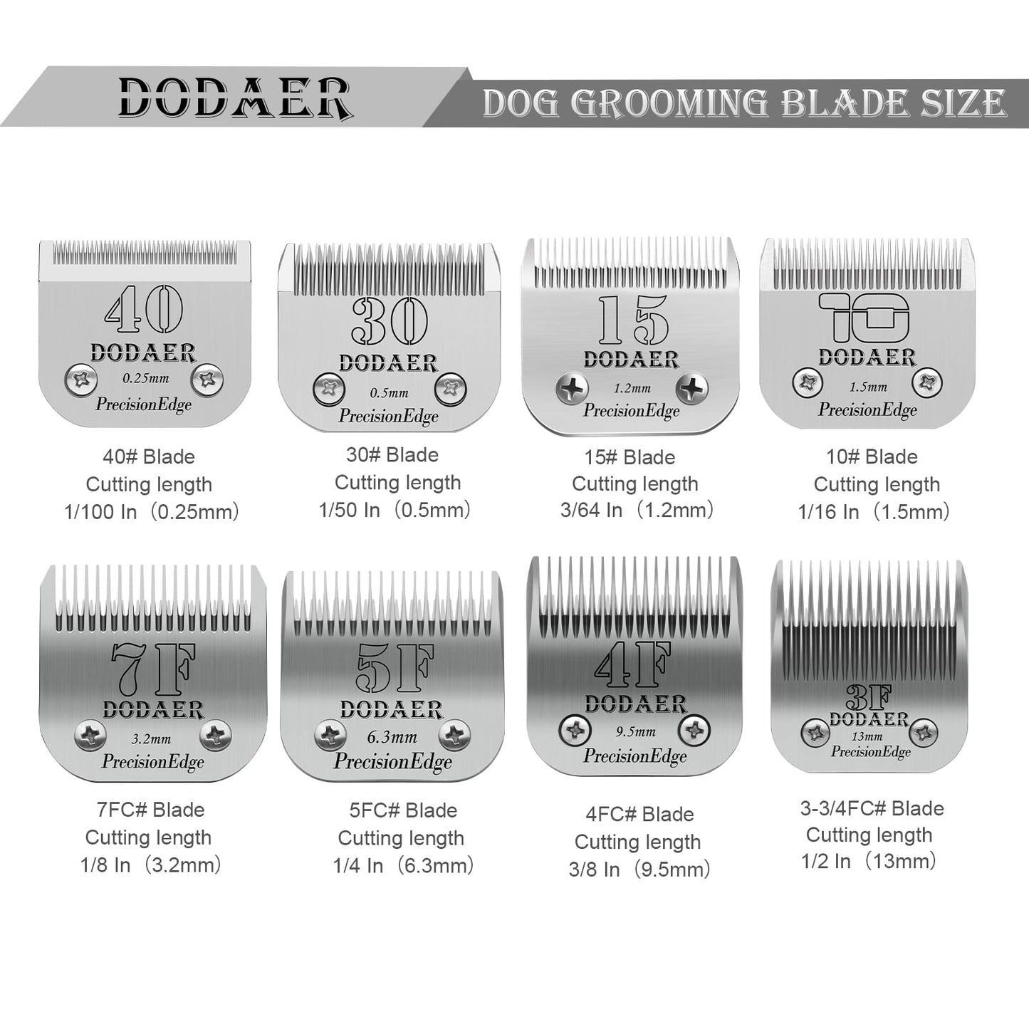 7F/5F/4F Dog Grooming Blades Set,Compatible with Andis,Oster A5,Wahl KM10