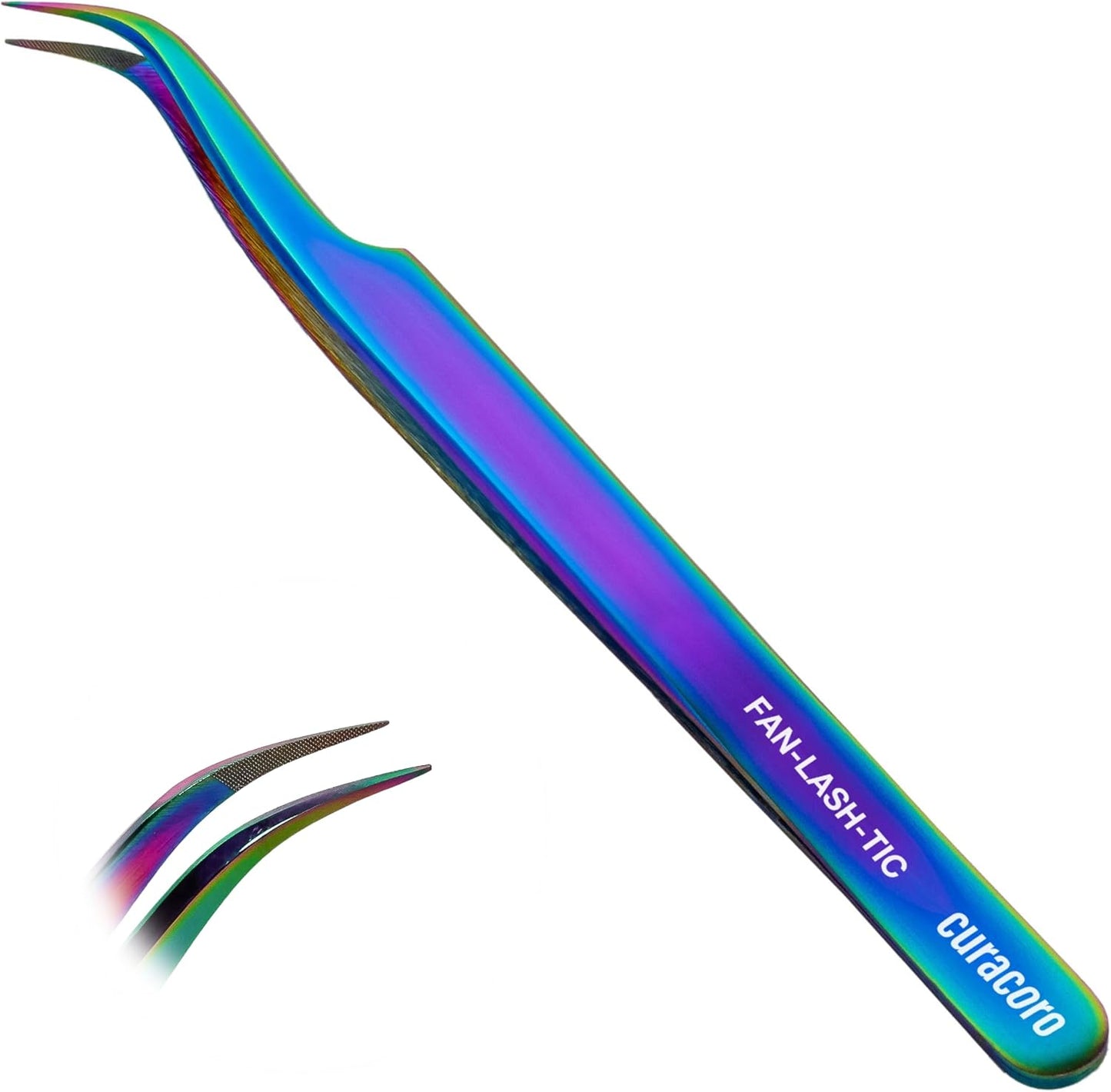 Curacoro Lash Tweezer - Precision Fiber Tip Grip for Eyelash Extensions | Multi-Shape Silver Tweezers for Volume & Isolation