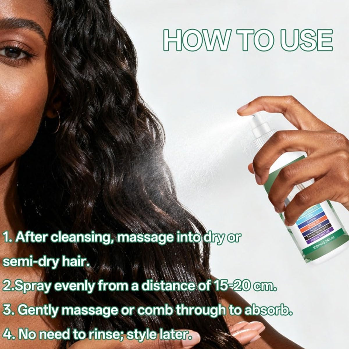 Hair Conditioning Mist Detangling Spray, Leave In Conditioner Spray, Complete Leave-In Conditioning Mist for Dry, Frizzy, Straight & Curly Hair (1PCS)