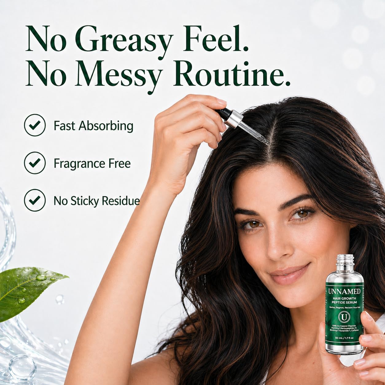 UNNAMED Multi-Peptide Hair Growth Serum for Thicker Fuller Hair – Lightweight Daily Scalp Treatment with Peptides – Non-Greasy, Fragrance Free, Made in USA - Dropper