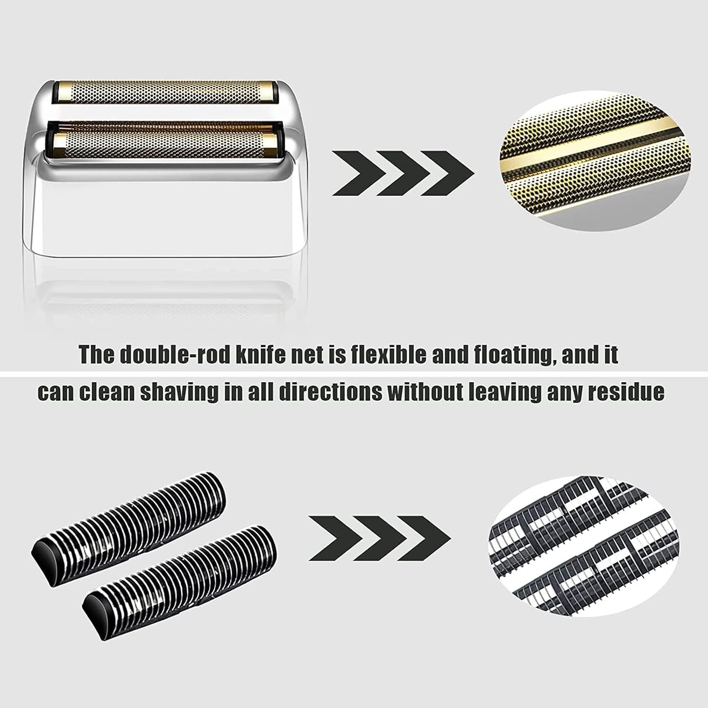 BaBylissPRO Shaver Replacement Foil & Cutters - 2PC Silver Compatible with Double FXFS2