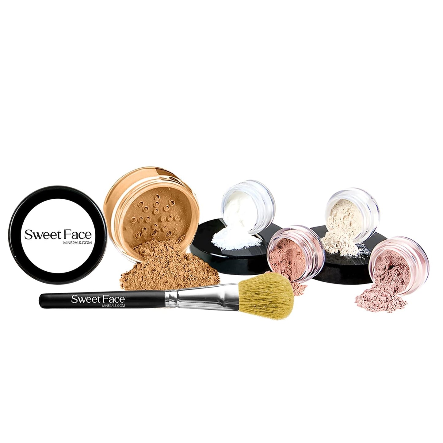Mineral Makeup Starter Kit for Beginners - Full Size Foundation, Blush, Bronzer & Veil Primer | Warm Shades