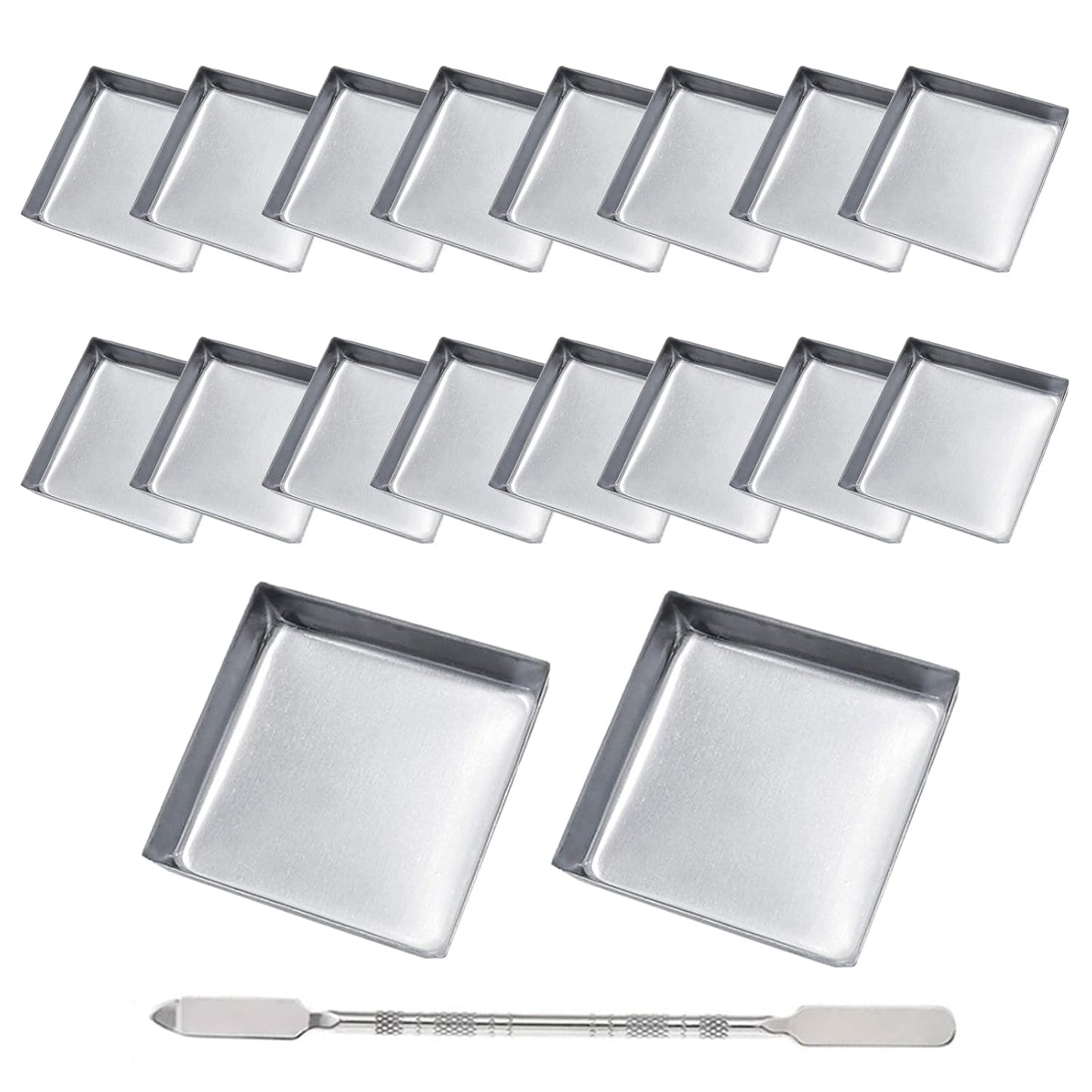 Empty Eyeshadow Pans - 20 Pcs 26mm Square Metal Containers with Depotting Tool | Refillable Makeup Palette Accessories