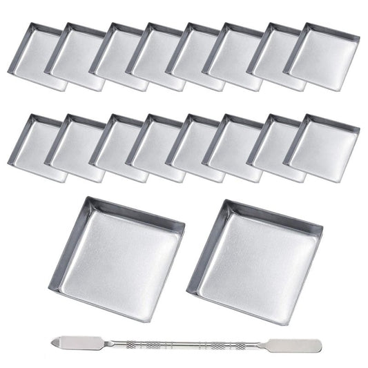 Empty Eyeshadow Pans - 20 Pcs 26mm Square Metal Containers with Depotting Tool | Refillable Makeup Palette Accessories