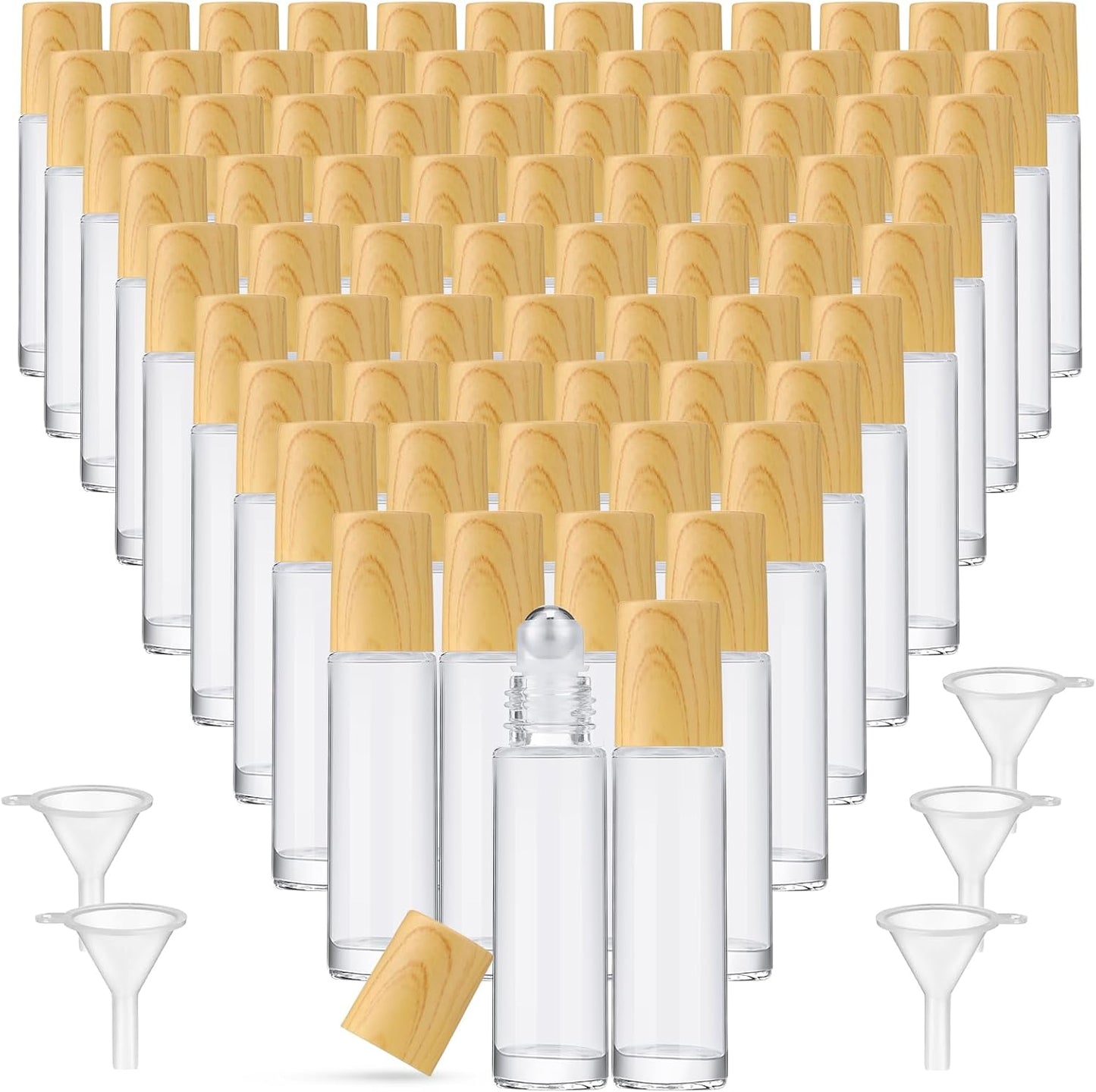 Essential Oil Roller Bottles - 150 Pcs 10 ml Glass Roll-On Bottles with Stainless Steel Balls | Leak-Proof & Travel-Friendly (Amber)