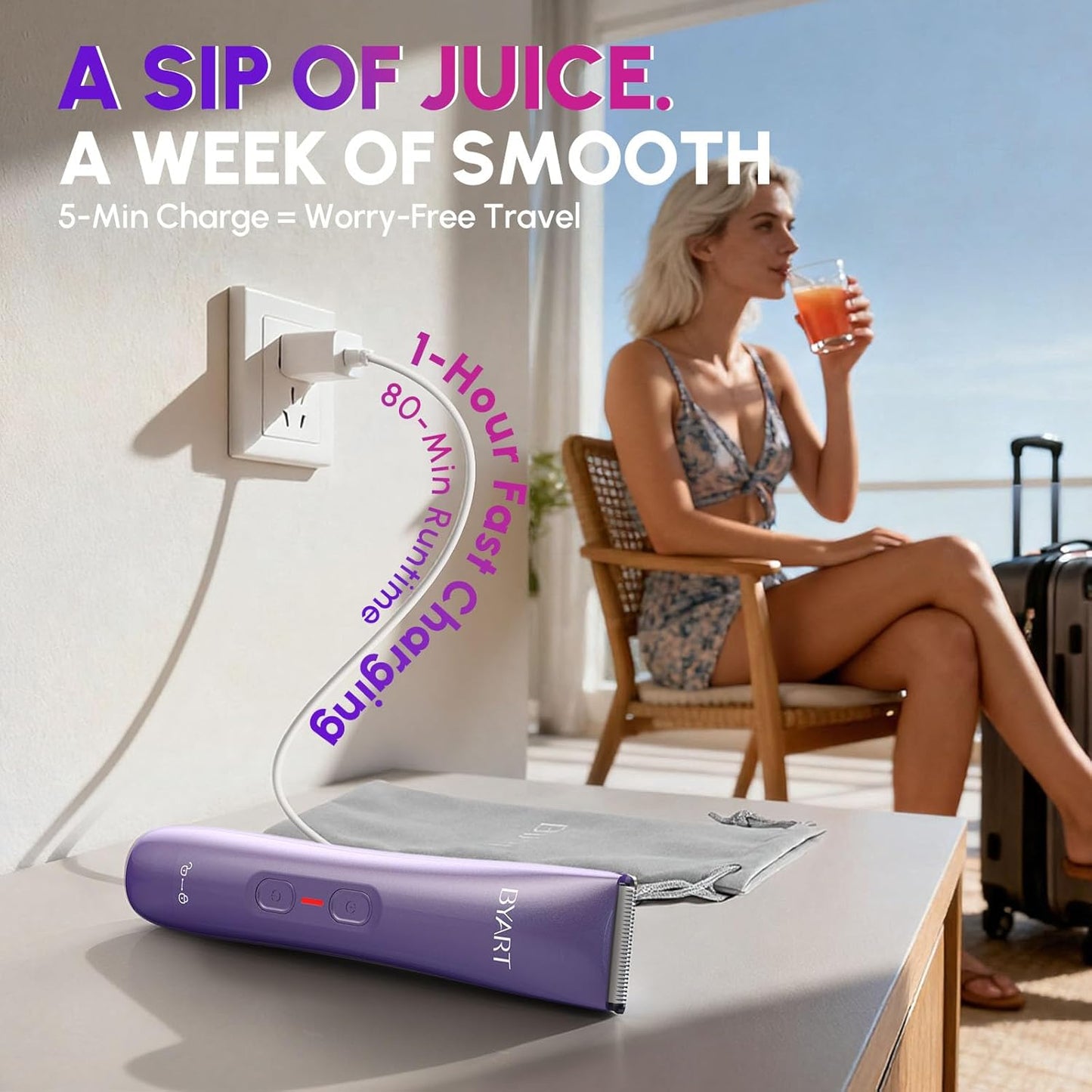 Bikini Trimmer for Women - Dual Head IPX7 Waterproof Electric Razor for Painless Hair Removal | Portable Cordless Shaver, Fast Charging