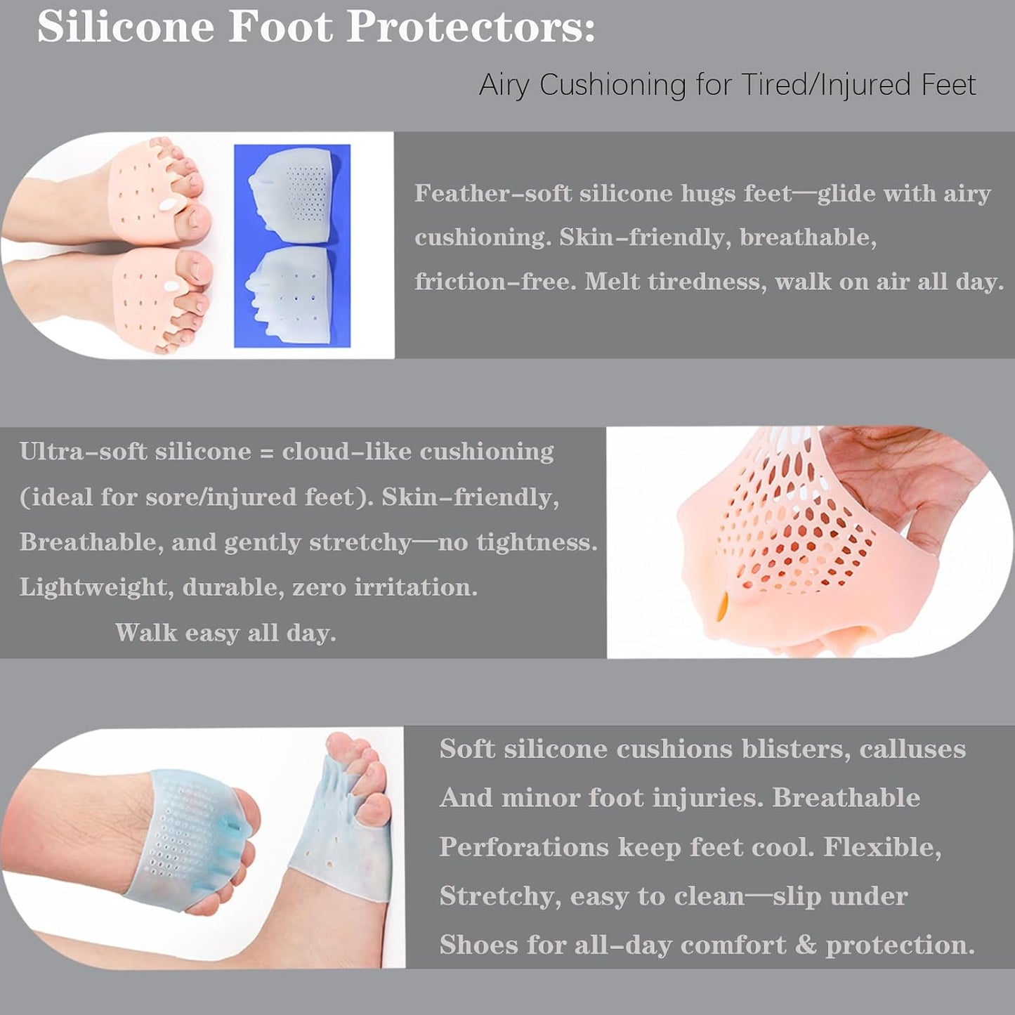 Bunion Corrector for Women - Silicone Toe Separators with Breathable Cushions | 4-Piece Set