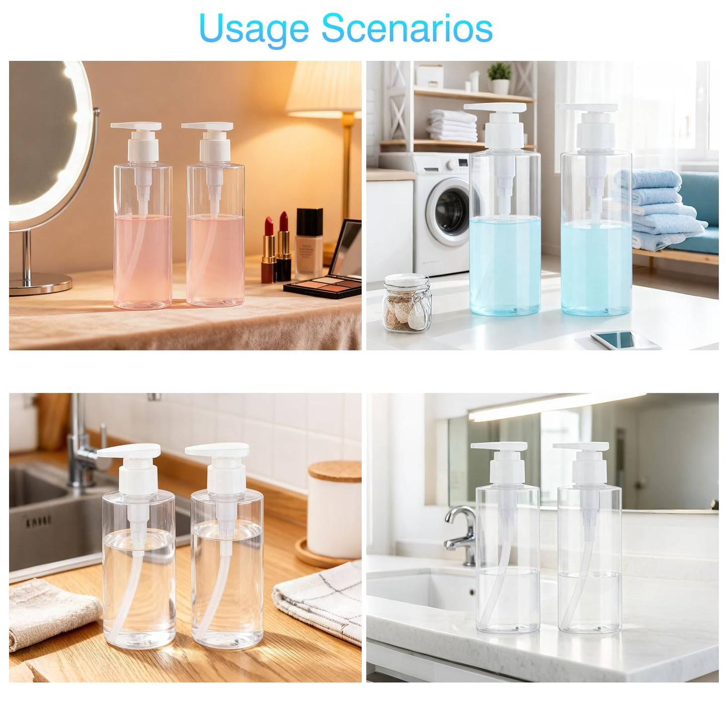 Empty Pump Bottles Dispenser 2 Pack 6.7oz Refillable Plastic Pump Bottle