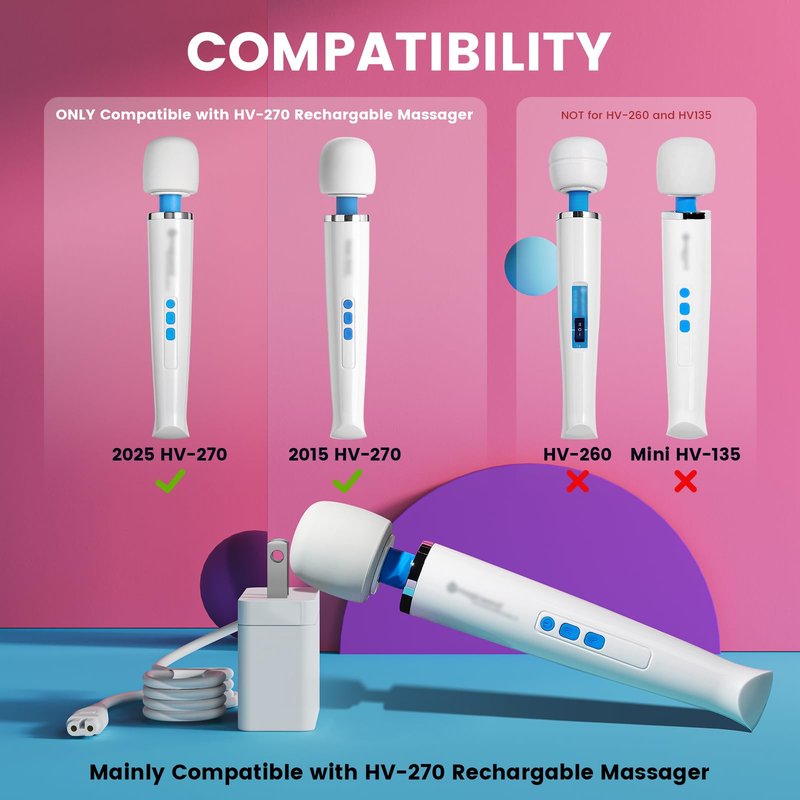 HV270 Charger Replacement Compatible with Hitachi Magic Wand HV-270 Rechargeable Cordless Massager Power Adapter Supply Cord (ONLY for HV270)
