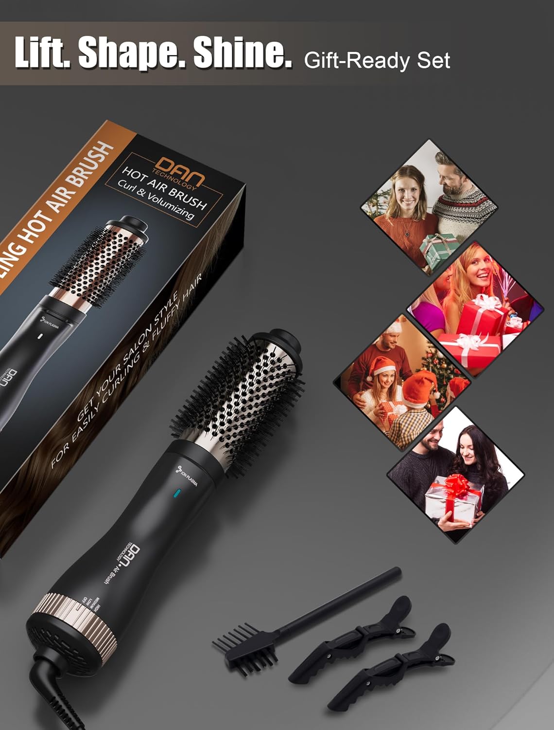 Heated Round Brush - Ionic Smoothing & Volumizing Hair Tool | 1.5 Inch Titanium-Ceramic for Short to Medium Hair (Black)
