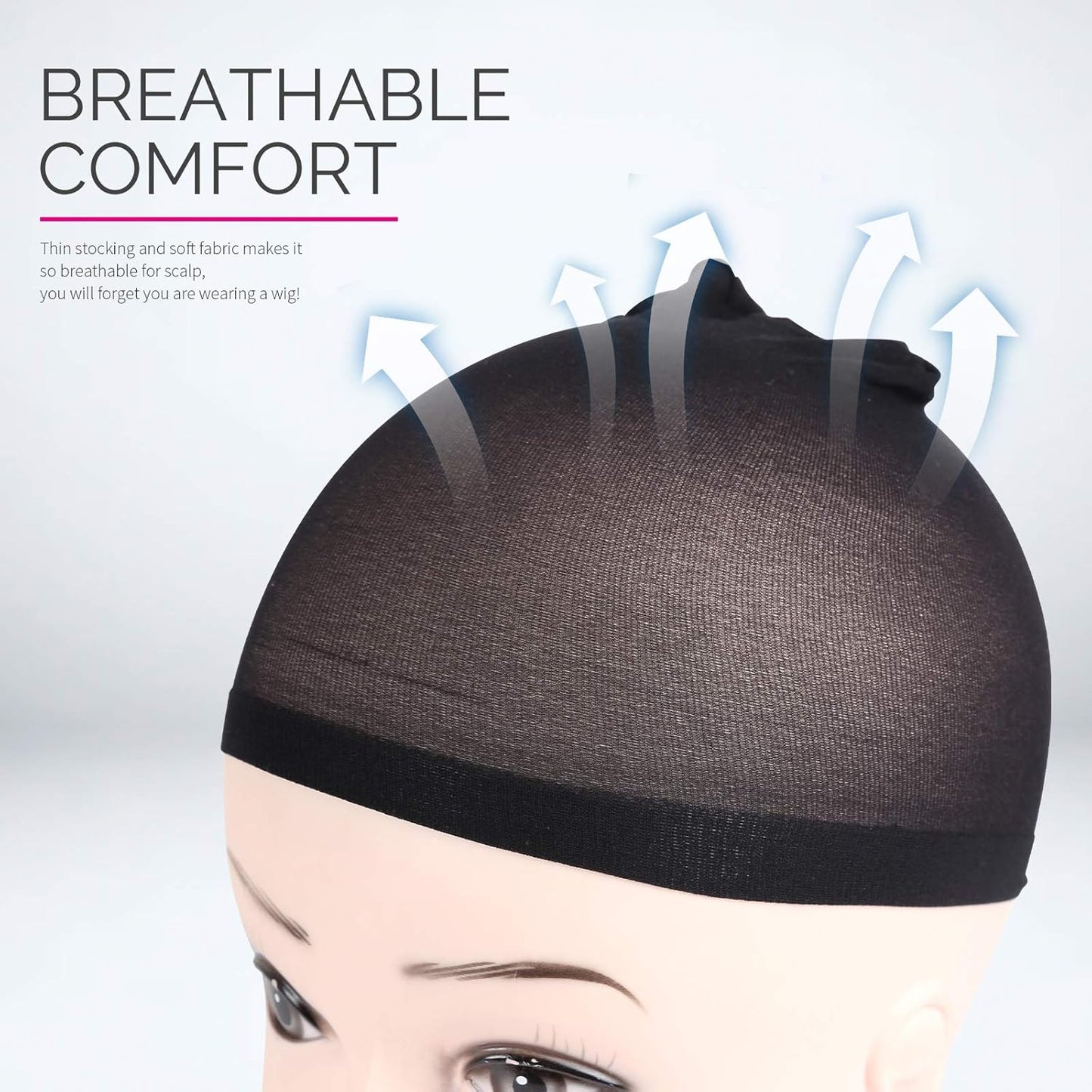 Stretchy Black Wig Caps - 6PCS Nylon Stocking Caps for Women, Girls & Kids | Comfortable Fit