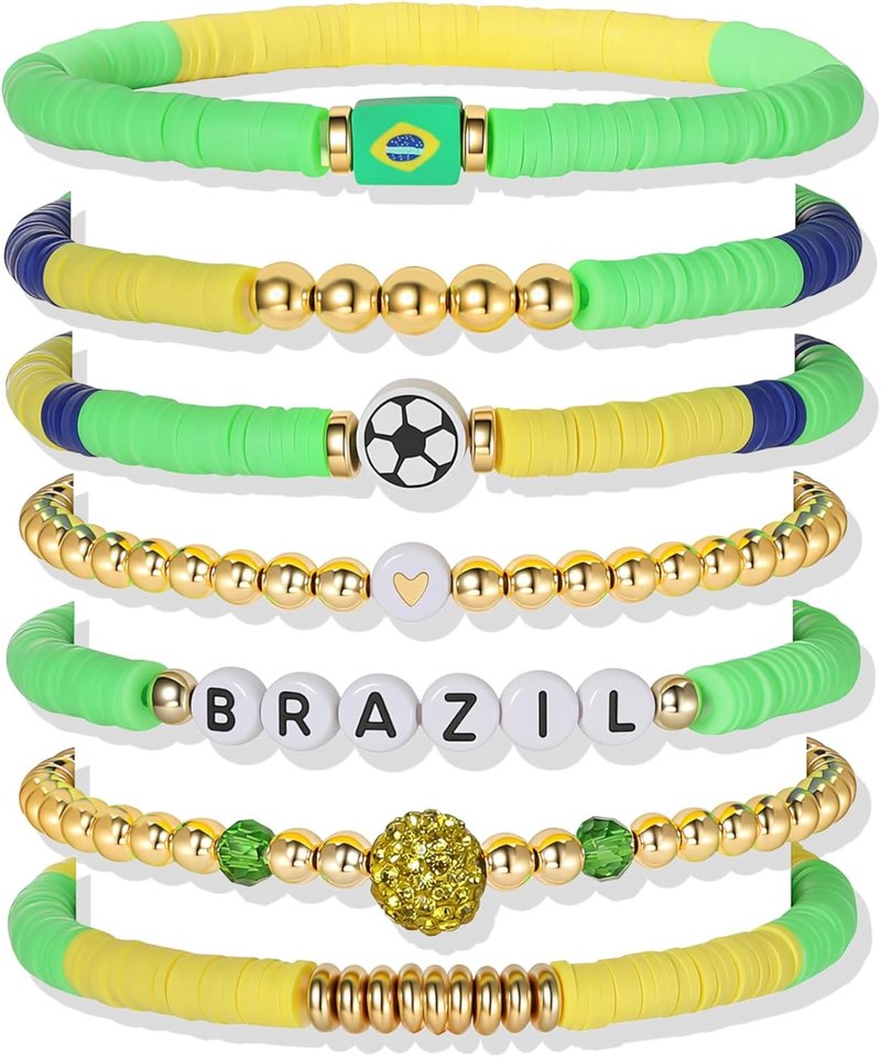 Game-Day Sports Bracelet Stack Set - 7-Piece Beaded Jewelry for Soccer, Baseball, Basketball & More | Stretch Charms