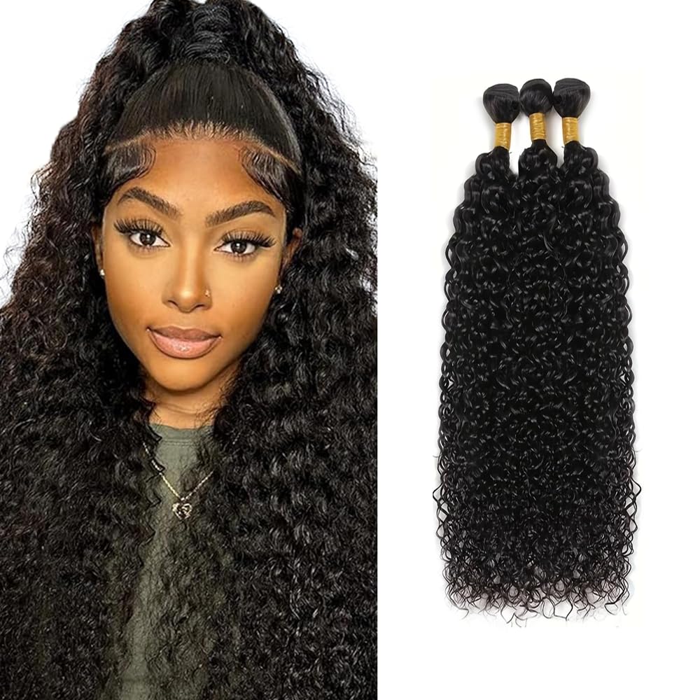 28 30 32 inch Curly Bundles Human Hair Wet and Wavy Bundles #1B Kinky Curly Bundle Natural Black Color 150g