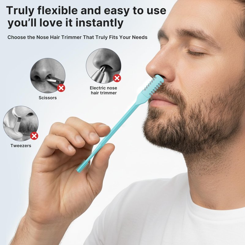 Meonxy 8PCS Nasal Hair Cutter for Women Men, 2026 Upgraded Portable 2-in-1 Nasal Hair Cutter Sticks Double Sided Nose Knife with Soft Cleaning Brush