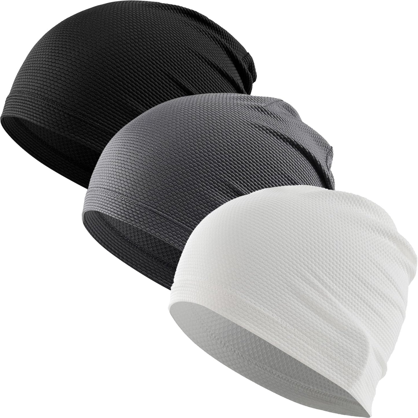 WTACTFUL 3-Pack Cooling Skull Caps - Breathable 3D Mesh Running Hats for Men & Women | Summer & Winter Use