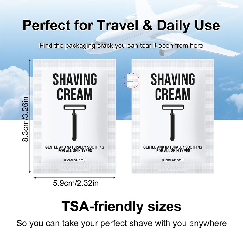 Travel Shaving Cream Bulk for Men 8ml/0.28fl oz,Disposable Shaving Cream in Bulk Individual Travel Shave Cream for Hotel Homeless Charity Home Nursing(Unscented,Pack of 400)